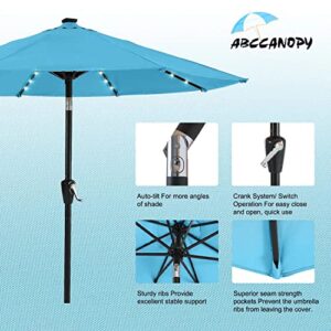 ABCCANOPY Durable Solar Led Patio Umbrellas with 32LED Lights 9FT (Turquoise)