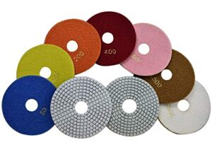 konfor 5 inch wet diamond polishing pads - 7 piece set for marble granite concrete countertop glass engineered stone