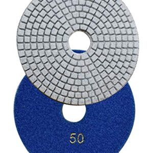 Konfor 5 Inch Wet Diamond Polishing Pads - 7 Piece Set for Marble Granite Concrete Countertop Glass Engineered Stone