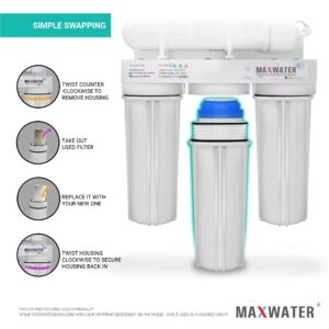 Max Water 10"x 2.5" GAC (Granular Activated Carbon) Water Filter Replacement Cartridge Compatible with 10" Standard Whole House and RO Water Filtration Systems, Coconut Shell Carbon - Pack of 25