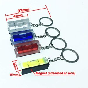 Mini Acrylic Keychain Block Level Vial - Replacement Level - Picture Hanging Level - Pocket Level - Bubble Level -magnetic- Pack of 4 (gules)