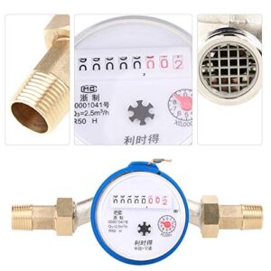 Dry Water Meter 15mm 1/2" Single Water Flow Table Measuring Tools for Home Garden Boundary Flow 0.05m3 / h