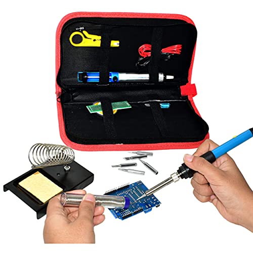 Soldering Kit - Soldering Iron 60 W Adjustable Temperature, Soldering Iron Stand, Soldering Iron Tip Set, Desoldering Pump, Solder Wick, Tweezers - Soldering Iron Kit for Electronics [110 V, US Plug]