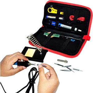 Soldering Kit - Soldering Iron 60 W Adjustable Temperature, Soldering Iron Stand, Soldering Iron Tip Set, Desoldering Pump, Solder Wick, Tweezers - Soldering Iron Kit for Electronics [110 V, US Plug]