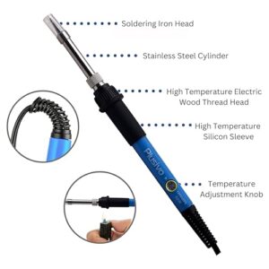 Soldering Kit - Soldering Iron 60 W Adjustable Temperature, Soldering Iron Stand, Soldering Iron Tip Set, Desoldering Pump, Solder Wick, Tweezers - Soldering Iron Kit for Electronics [110 V, US Plug]