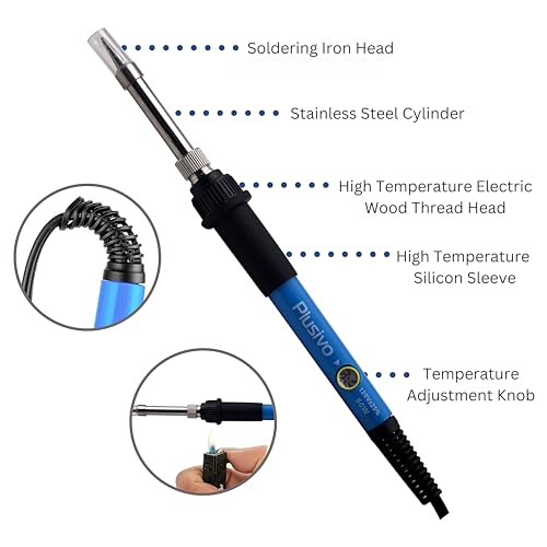 Soldering Kit - Soldering Iron 60 W Adjustable Temperature, Soldering Iron Stand, Soldering Iron Tip Set, Desoldering Pump, Solder Wick, Tweezers - Soldering Iron Kit for Electronics [110 V, US Plug]