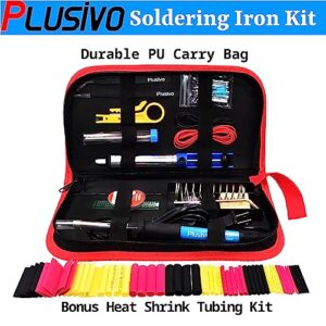 Soldering Kit - Soldering Iron 60 W Adjustable Temperature, Soldering Iron Stand, Soldering Iron Tip Set, Desoldering Pump, Solder Wick, Tweezers - Soldering Iron Kit for Electronics [110 V, US Plug]