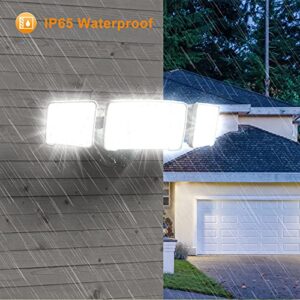 LEPOWER 3500LM Dusk to Dawn LED Security Lights Outdoor, 35W Outdoor Flood Light with Photocell, 5500K, IP65 Waterproof 3 Head Exterior Light for Garage, Patio, Yard