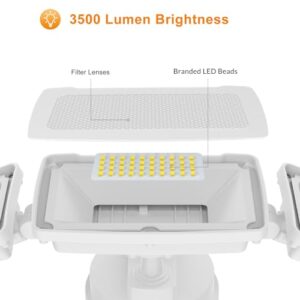 LEPOWER 3500LM Dusk to Dawn LED Security Lights Outdoor, 35W Outdoor Flood Light with Photocell, 5500K, IP65 Waterproof 3 Head Exterior Light for Garage, Patio, Yard