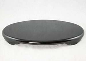 10.5" oval japanese lacquer stand base for vase, statue, ikebana, bonsai - black
