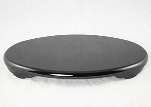 10.5" Oval Japanese Lacquer Stand Base for Vase, Statue, Ikebana, Bonsai - Black
