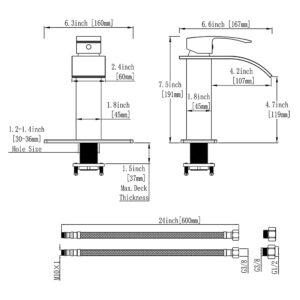 VOTON Bathroom Chrome Faucet for Sink Single Handle 1 Hole with 3 Hole Deck Plate, Rv Lavatory Vessel Faucet