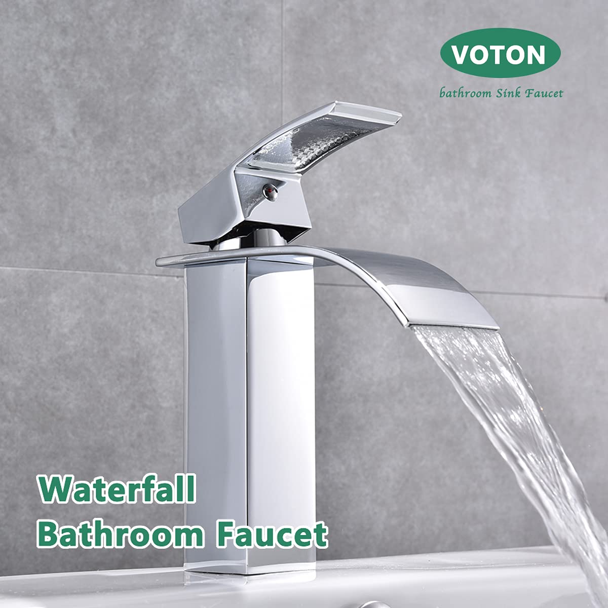 VOTON Bathroom Chrome Faucet for Sink Single Handle 1 Hole with 3 Hole Deck Plate, Rv Lavatory Vessel Faucet