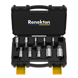 renekton triple square spline bit socket set xzn,tamper proof,1/2" 3/8" 1/4" drive,m4 - m18,s2 steel,10 pieces