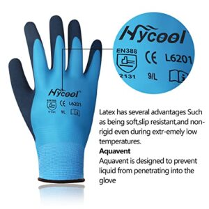 DS Safety Waterproof Work Gloves Hycool Grip Working Gloves 1 Pair(L,Blue)