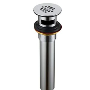 Purelux Grid Drain Strainer Assembly with Overflow for Bathroom Sink, Made of Brass Chrome Finish