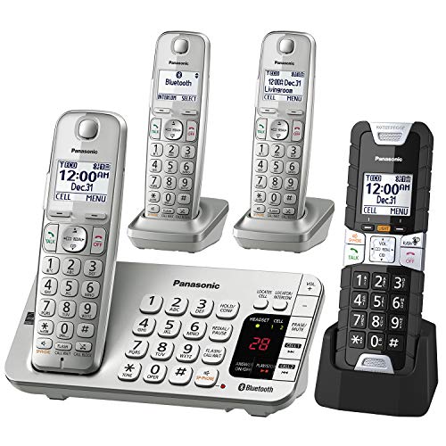 Panasonic KX-TGE484S2 DECT 6.0 4 Handset Landline Telephone Silver