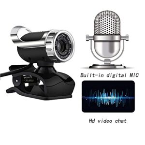 Webcam with Microphone 480P Manual Focus Webcam Computer Camera Web Camera PC Webcam for Video Calling Recording Conferencing (Black)