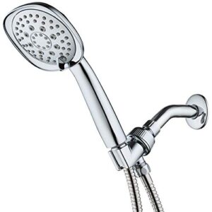 AquaDance, Chrome Luxury Square 6-setting High-Pressure Hand Extra-Long 72" Stainless Steel Hose, Bracket, Solid Brass Fittings, Finish. Premium Handheld Shower Head from Top American