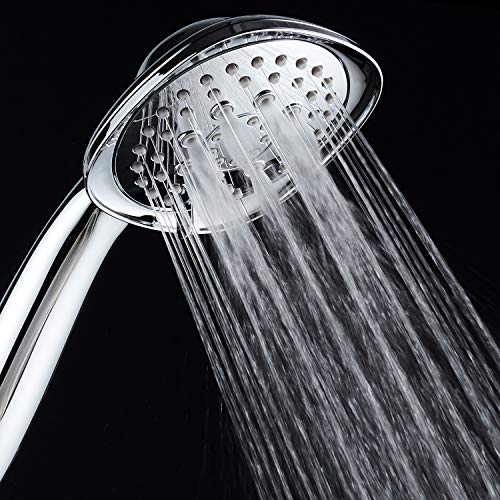 AquaDance, Chrome Luxury Square 6-setting High-Pressure Hand Extra-Long 72" Stainless Steel Hose, Bracket, Solid Brass Fittings, Finish. Premium Handheld Shower Head from Top American