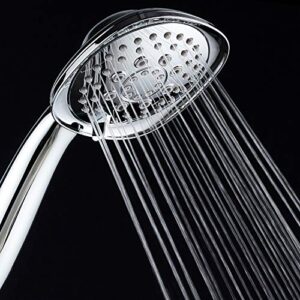 AquaDance, Chrome Luxury Square 6-setting High-Pressure Hand Extra-Long 72" Stainless Steel Hose, Bracket, Solid Brass Fittings, Finish. Premium Handheld Shower Head from Top American