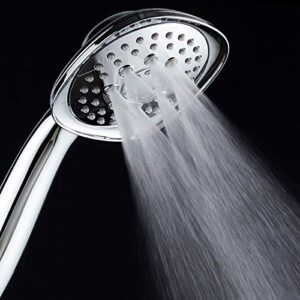 AquaDance, Chrome Luxury Square 6-setting High-Pressure Hand Extra-Long 72" Stainless Steel Hose, Bracket, Solid Brass Fittings, Finish. Premium Handheld Shower Head from Top American