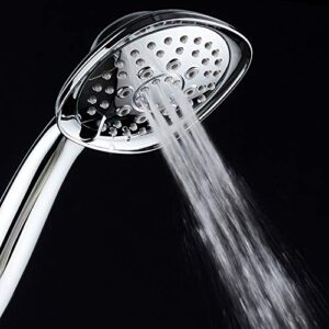 AquaDance, Chrome Luxury Square 6-setting High-Pressure Hand Extra-Long 72" Stainless Steel Hose, Bracket, Solid Brass Fittings, Finish. Premium Handheld Shower Head from Top American