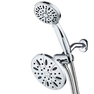 aquadance premium high pressure 3-way rainfall combo combines the best of both worlds-enjoy luxurious rain showerhead and 6-setting hand held shower separately or together, chrome