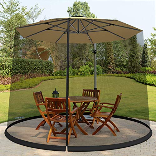 Tangkula 9/10FT Patio Umbrella Screen, with Zipper Door and Polyester Mesh Netting, Height and Diameter Adjustable, Suitable for Outdoor Patio Camping Umbrella