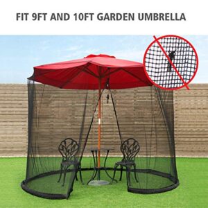 Tangkula 9/10FT Patio Umbrella Screen, with Zipper Door and Polyester Mesh Netting, Height and Diameter Adjustable, Suitable for Outdoor Patio Camping Umbrella