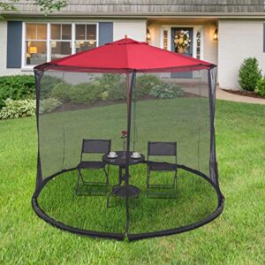 Tangkula 9/10FT Patio Umbrella Screen, with Zipper Door and Polyester Mesh Netting, Height and Diameter Adjustable, Suitable for Outdoor Patio Camping Umbrella