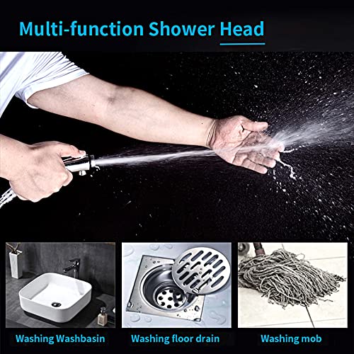 KAIYING Drill-Free High Pressure Handheld Shower Head with ON/OFF Pause Switch 3 Spray Modes Water Saving Showerhead, Detachable Puppy Shower Accessories (M:Shower Head (Chrome)+Bracket+Hose)