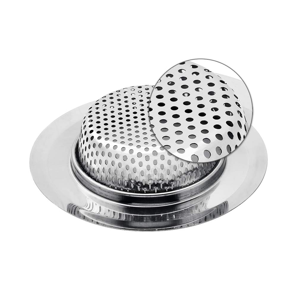 Kitchen Sink Strainer Basket Drain Catcher (2-pack) - 4.5” Diameter, Wide Rim, Premium Stainless Steel Sink Disposal Stopper, Anti-Clogging Micro-Perforation 2mm Holes Basket Drains Sieve - Rust Free