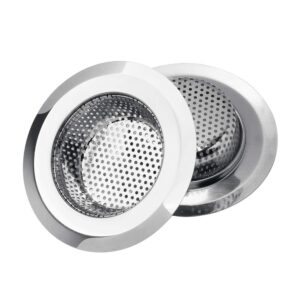 Kitchen Sink Strainer Basket Drain Catcher (2-pack) - 4.5” Diameter, Wide Rim, Premium Stainless Steel Sink Disposal Stopper, Anti-Clogging Micro-Perforation 2mm Holes Basket Drains Sieve - Rust Free