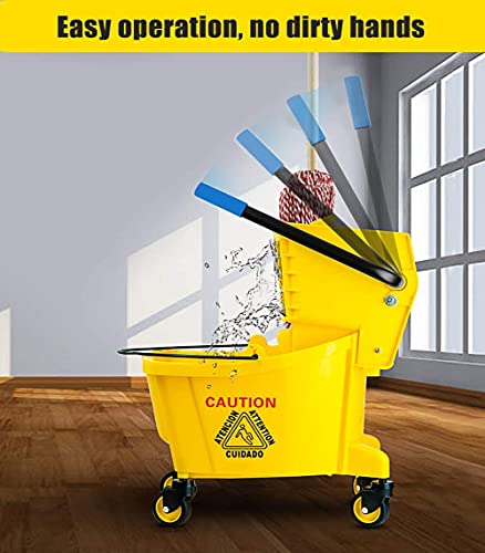 Toolsempire 35 Quart Large Capacity Mop Bucket Side Press Cleaning Wringer Trolley for Household & Commercial Use
