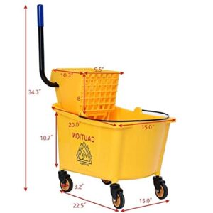 Toolsempire 35 Quart Large Capacity Mop Bucket Side Press Cleaning Wringer Trolley for Household & Commercial Use