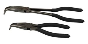 ion tool angled long needle nose pliers set – 11” & 7” 90 degree bent nose pliers, 2 piece set