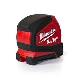 Milwaukee 4932459595 Pro Compact Tape Measure C5-16/25, Red, 5m/16ft