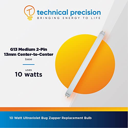 20 Watt Replacement Bulb for Bug Zapper by Technical Precision - Two 10 Watt UV Tubes Bug Zapper Bulb for Kill Pest with G13 Medium 2-Pin Base - Fits Most 20 Watt Bug Zappers - 2 Pack