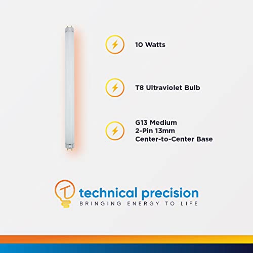 20 Watt Replacement Bulb for Bug Zapper by Technical Precision - Two 10 Watt UV Tubes Bug Zapper Bulb for Kill Pest with G13 Medium 2-Pin Base - Fits Most 20 Watt Bug Zappers - 2 Pack