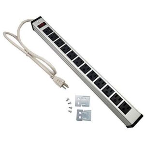globaltone 12 outlet power strip bar | power strip with circuit breaker protection & heavy duty extension cord | multi plug outlet, ul listed, 15a, 3ft cord (14awg)