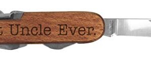 Uncle Pocket Knife Best Uncle Ever Laser Engraved Dark Wood 6 Function Multitool Pocket Knife