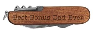 stepdad gifts best bonus dad ever laser engraved dark wood 6 function multitool pocket knife