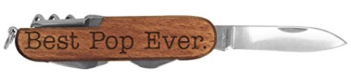 Personalized Gifts Pop Knife Best Pop Ever Laser Engraved Dark Wood 6 Function Multitool Pocket Knife