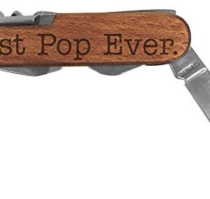 Personalized Gifts Pop Knife Best Pop Ever Laser Engraved Dark Wood 6 Function Multitool Pocket Knife