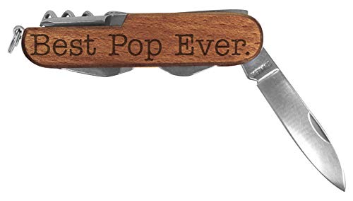 Personalized Gifts Pop Knife Best Pop Ever Laser Engraved Dark Wood 6 Function Multitool Pocket Knife