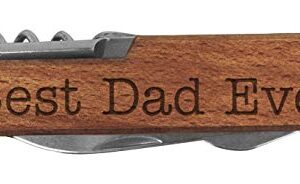 Dad Pocket Knife Best Dad Ever Laser Engraved Dark Wood 6 Function Multitool Pocket Knife