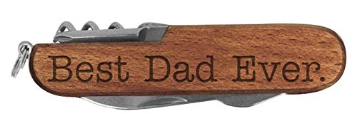 Dad Pocket Knife Best Dad Ever Laser Engraved Dark Wood 6 Function Multitool Pocket Knife