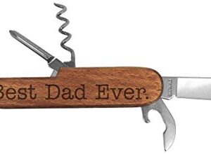 Dad Pocket Knife Best Dad Ever Laser Engraved Dark Wood 6 Function Multitool Pocket Knife