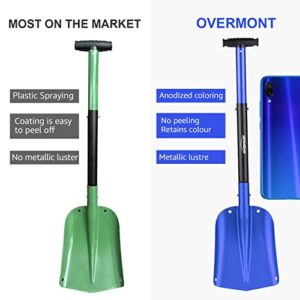 Overmont Collapsible Snow Shovel Aluminum - Lightweight Snow Utility with Ice Scraper and Carrying Bag Sizes 32 and 42 Inch